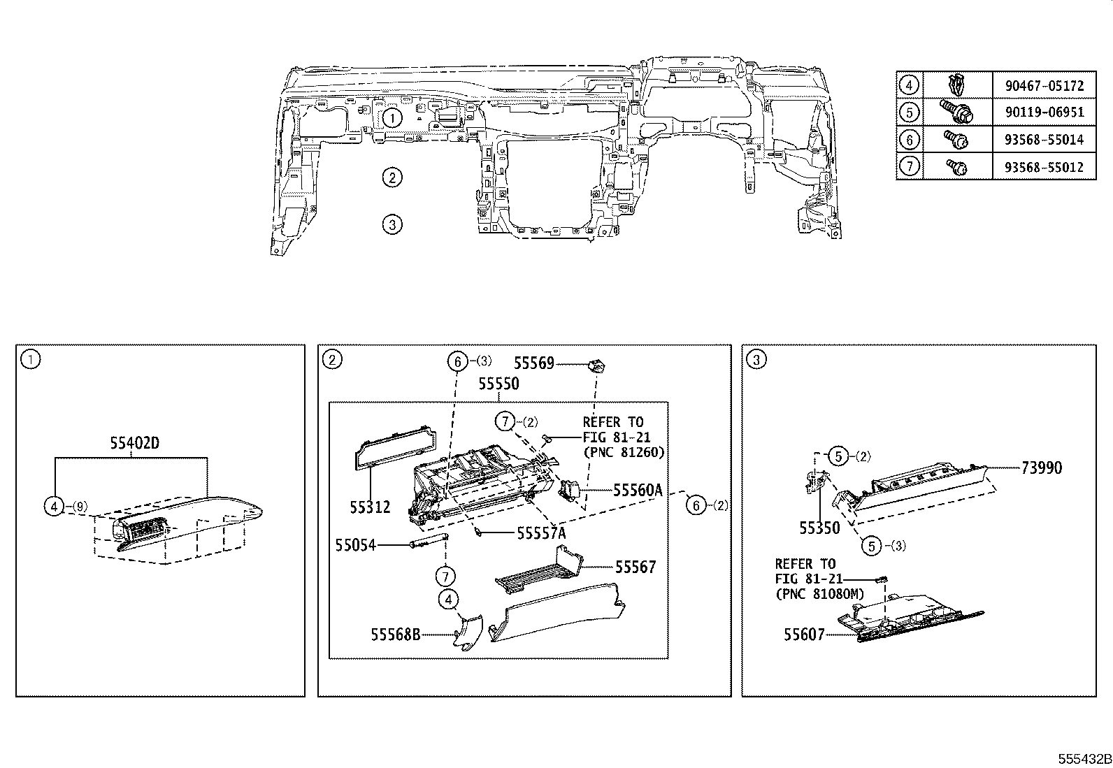 55405-76040 PANEL SUB-ASSY, INSTRUMENT CLUSTER FINISH, CENTER product image