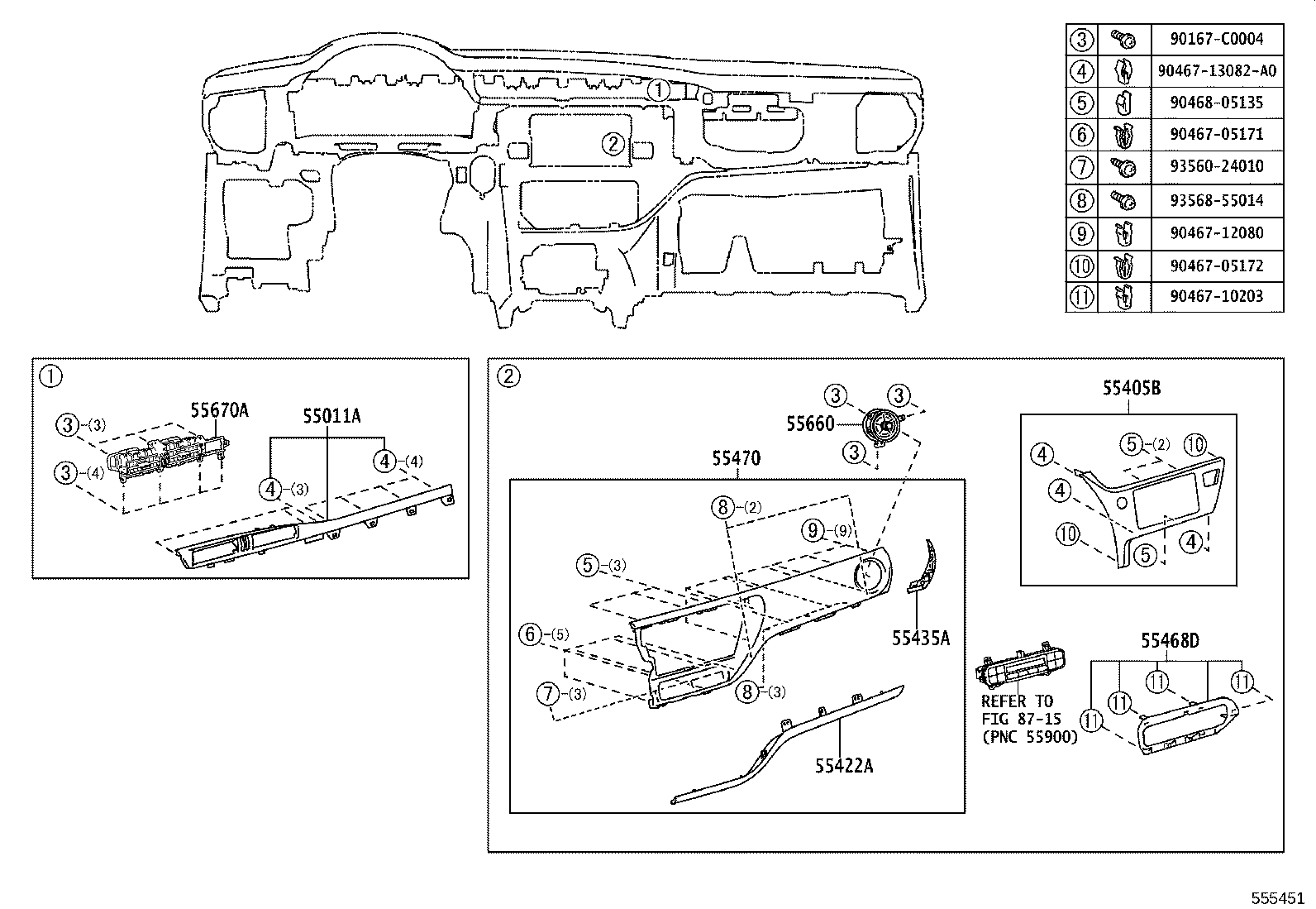 55355-02410 CUSHION, INSTRUMENT PANEL, NO.1 product image