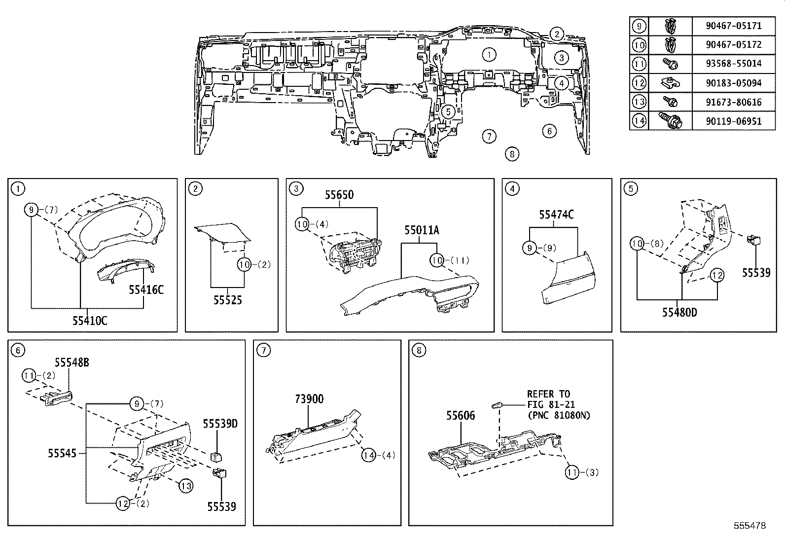 55307-48180 BRACE SUB-ASSY, INSTRUMENT PANEL, NO.2 product image