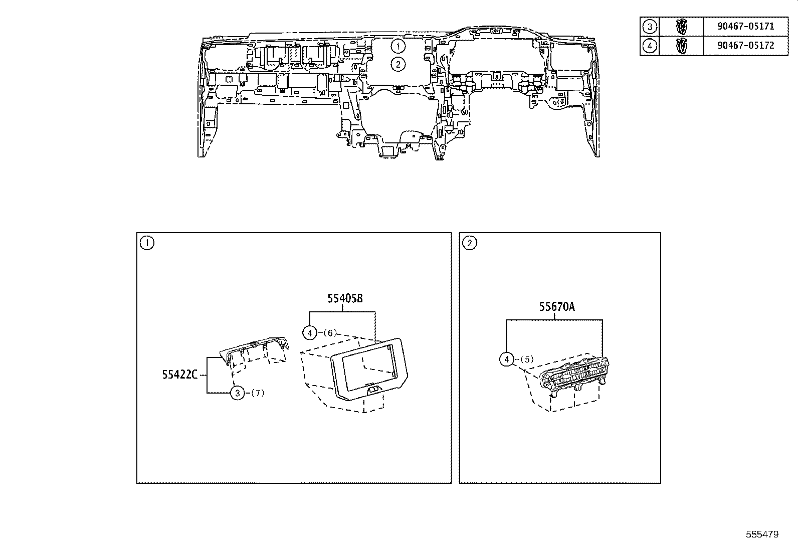 55307-48180 BRACE SUB-ASSY, INSTRUMENT PANEL, NO.2 product image