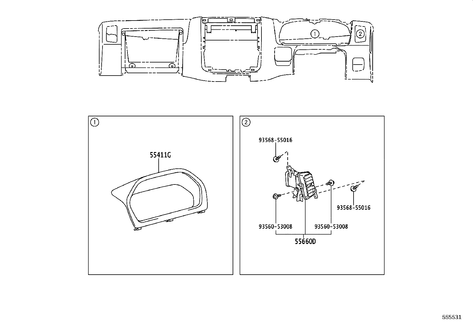 55412-0W021 PANEL SUB-ASSY, INSTRUMENT CLUSTER FINISH, CENTER product image