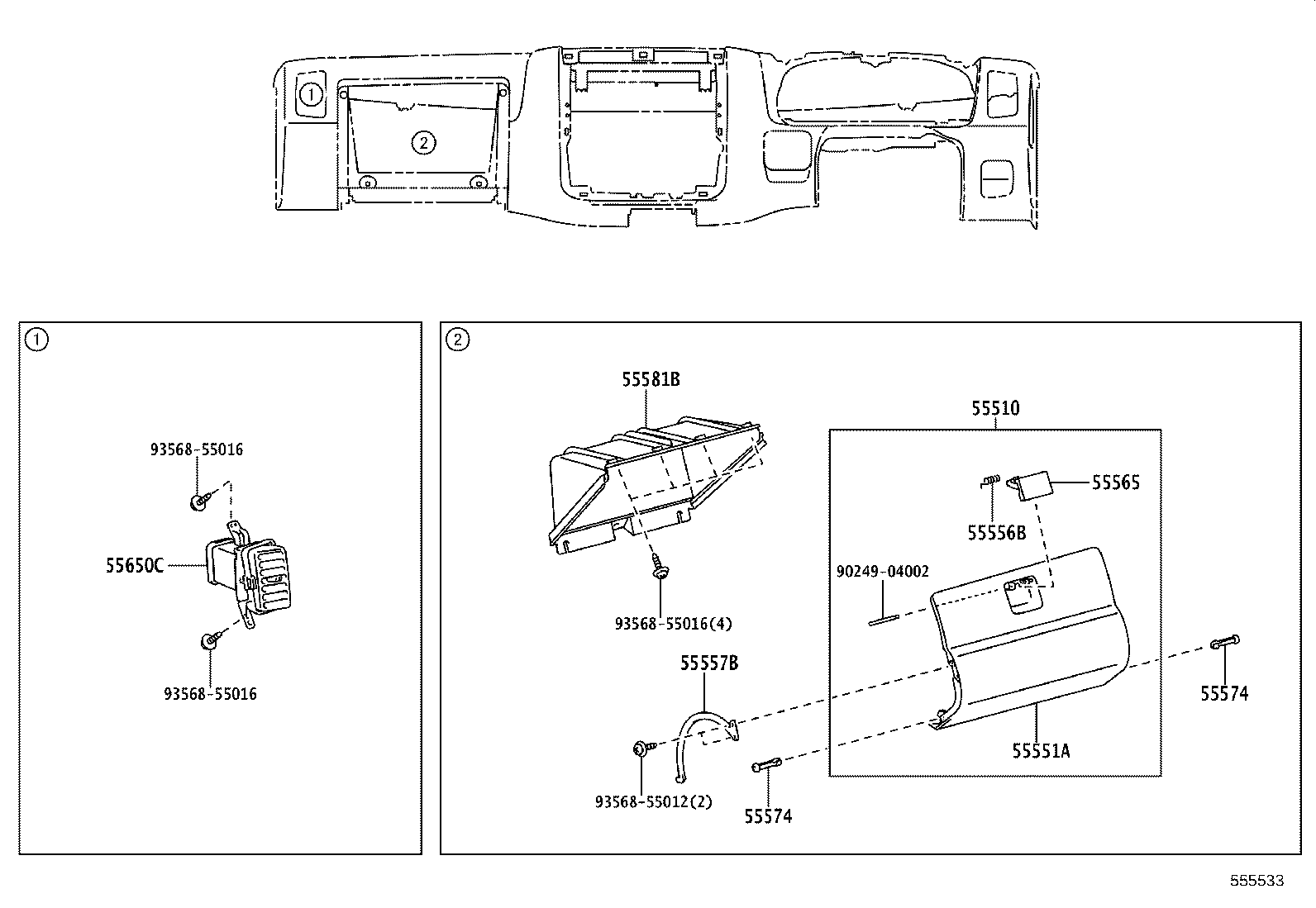55412-0W021 PANEL SUB-ASSY, INSTRUMENT CLUSTER FINISH, CENTER product image