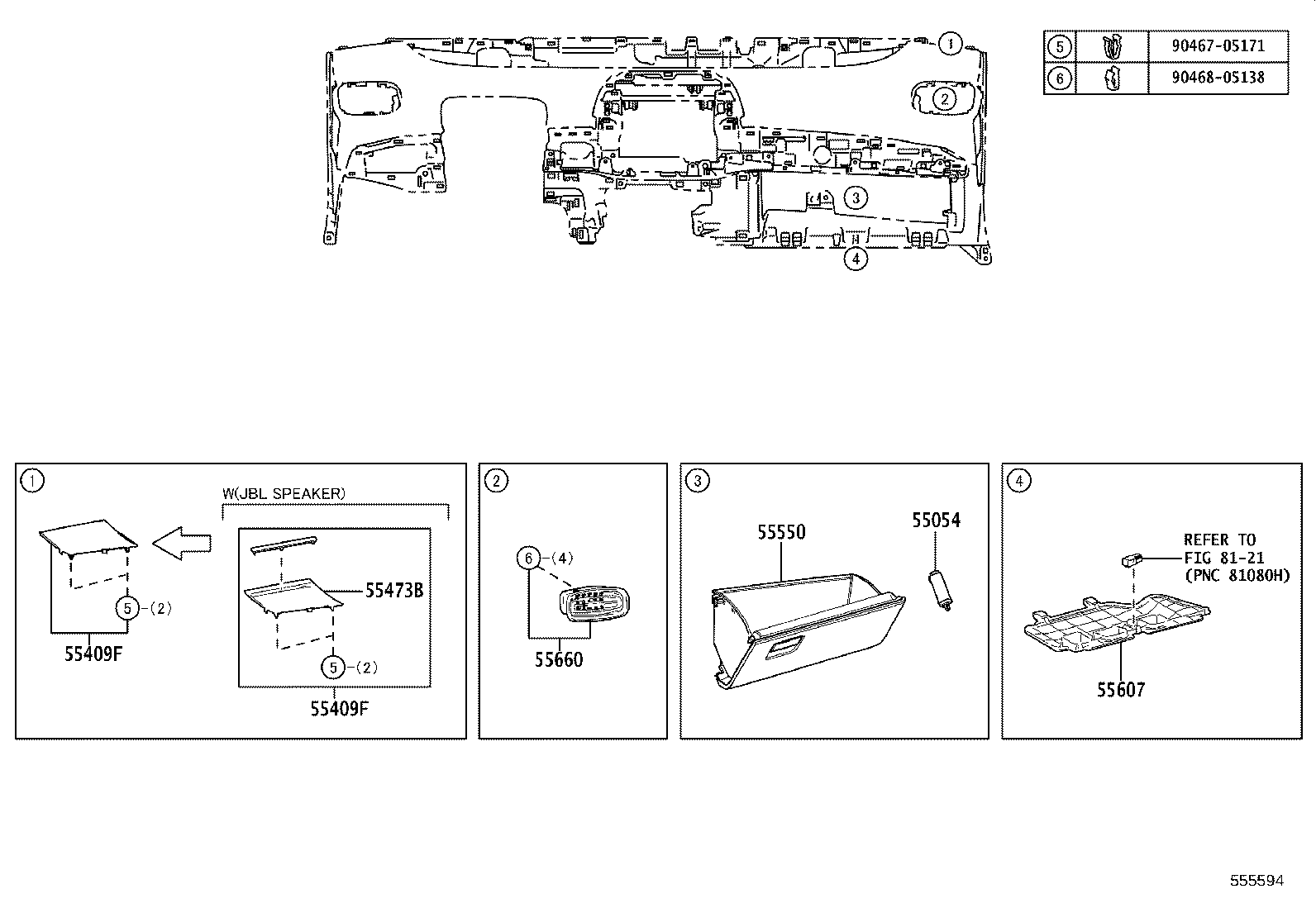 55315-47090 SPACER, INSTRUMENT PANEL, NO.1 product image