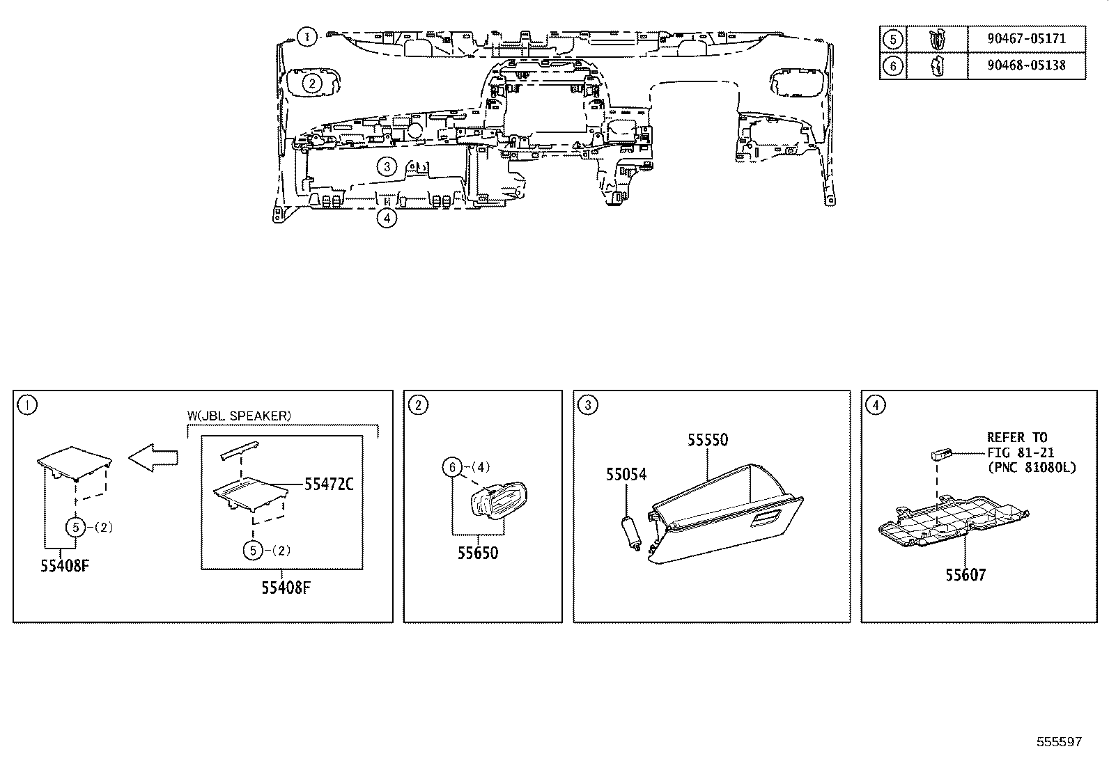 55315-47090 SPACER, INSTRUMENT PANEL, NO.1 product image