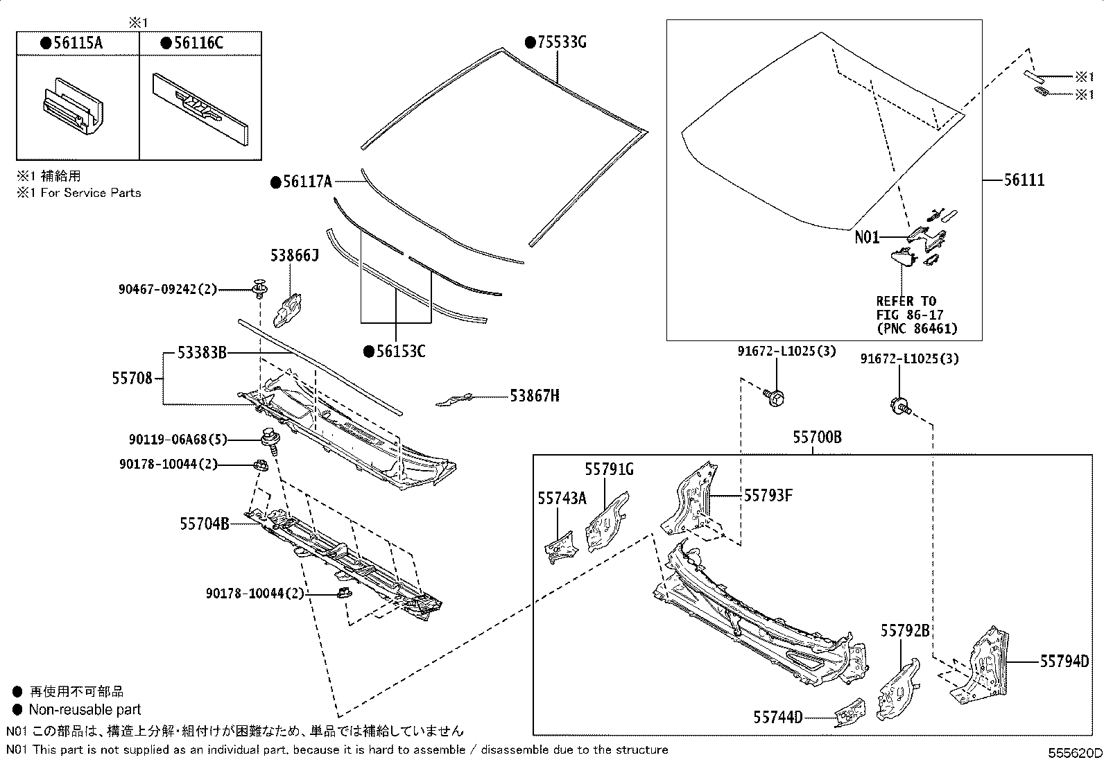 56101-42996 GLASS, WINDSHIELD product image