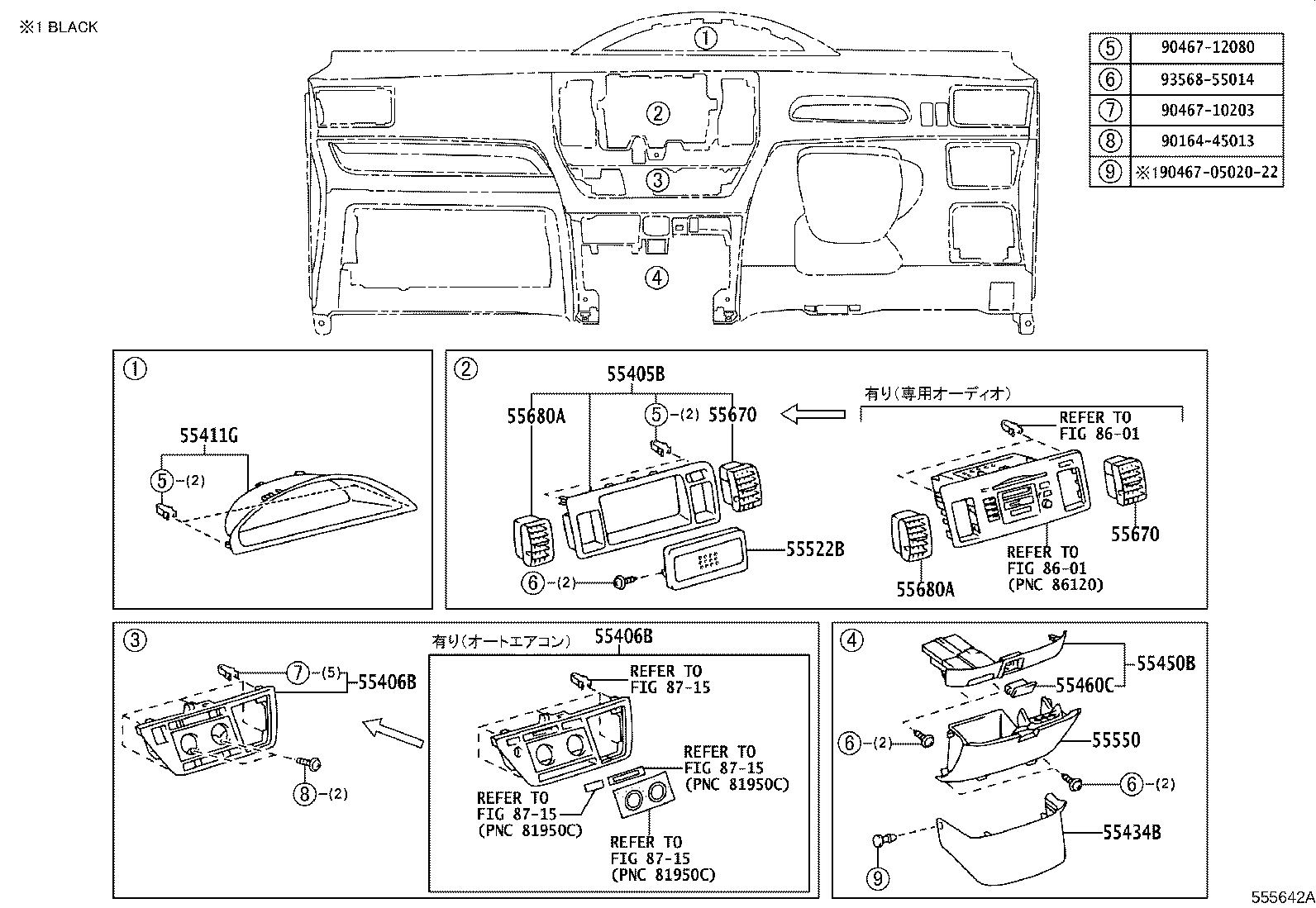 55405-46010 PANEL SUB-ASSY, INSTRUMENT CLUSTER FINISH, CENTER product image