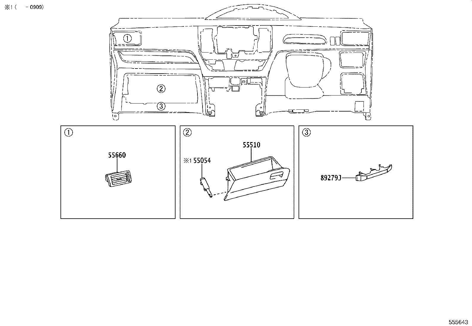 55405-46010 PANEL SUB-ASSY, INSTRUMENT CLUSTER FINISH, CENTER product image