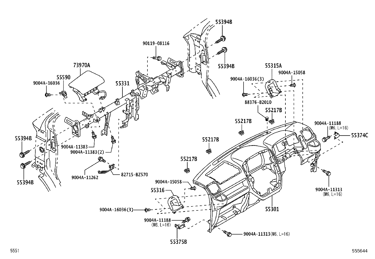 55217-B2011 RETAINER, DASH PANEL SILENCER product image