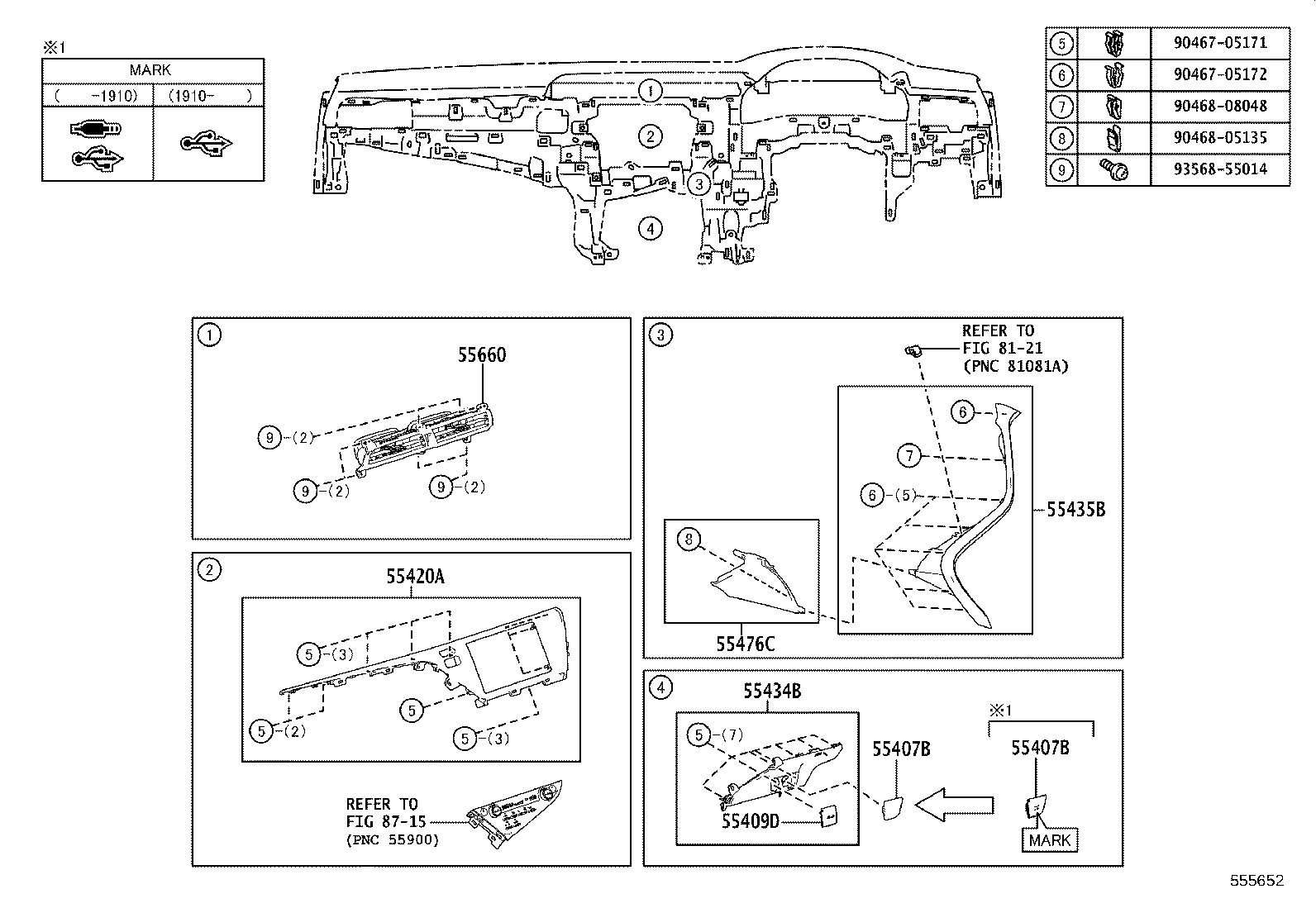 55302-33341-C0 PANEL SUB-ASSY, INSTRUMENT, LOWER, NO.1 product image