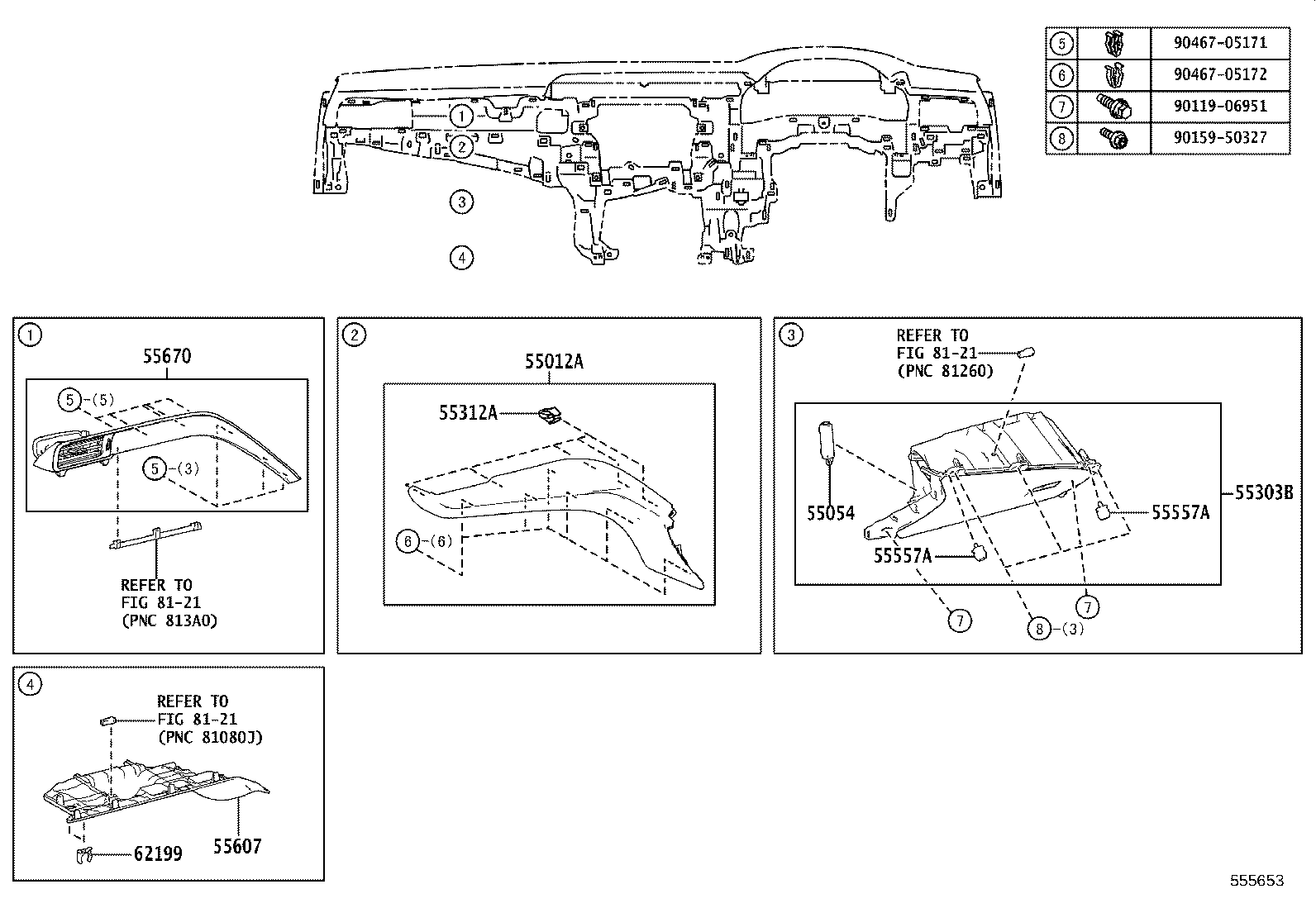 55302-33341-C0 PANEL SUB-ASSY, INSTRUMENT, LOWER, NO.1 product image