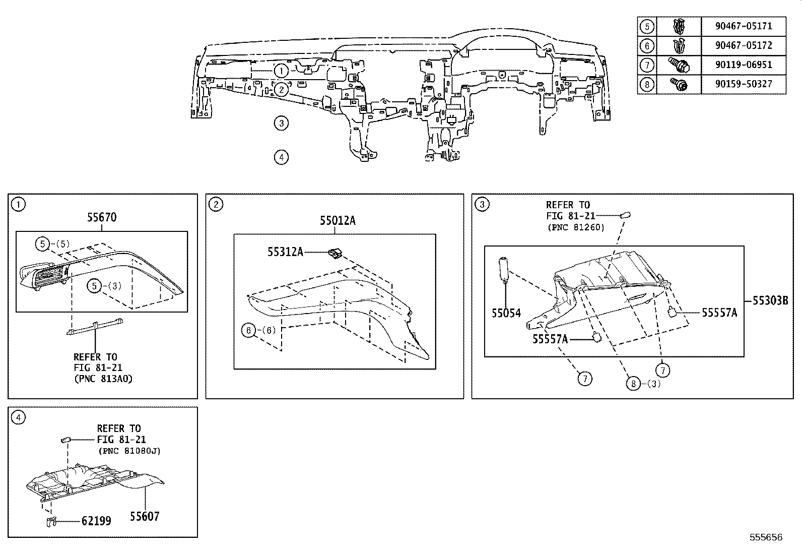 55302-33341-C0 PANEL SUB-ASSY, INSTRUMENT, LOWER, NO.1 product image