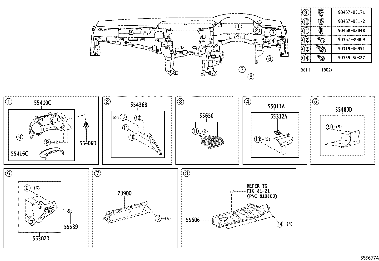 55670-33461-B0 REGISTER ASSY, INSTRUMENT PANEL, NO.3 product image