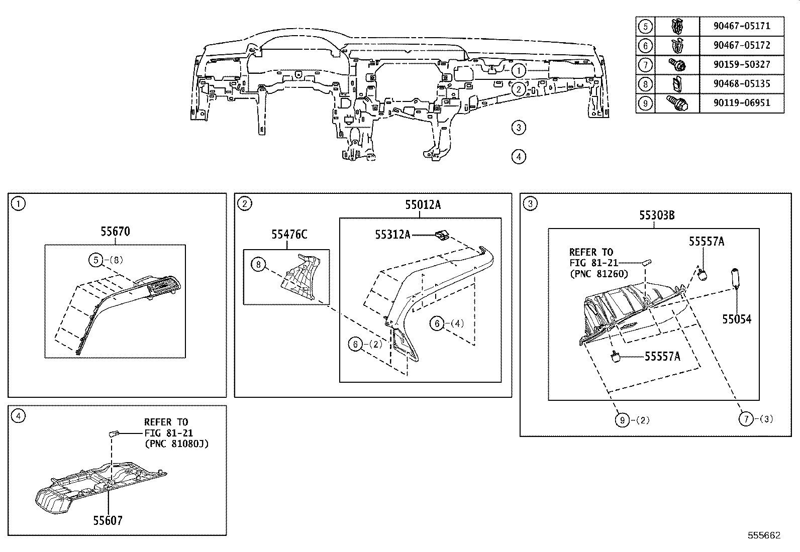55670-33461-B0 REGISTER ASSY, INSTRUMENT PANEL, NO.3 product image