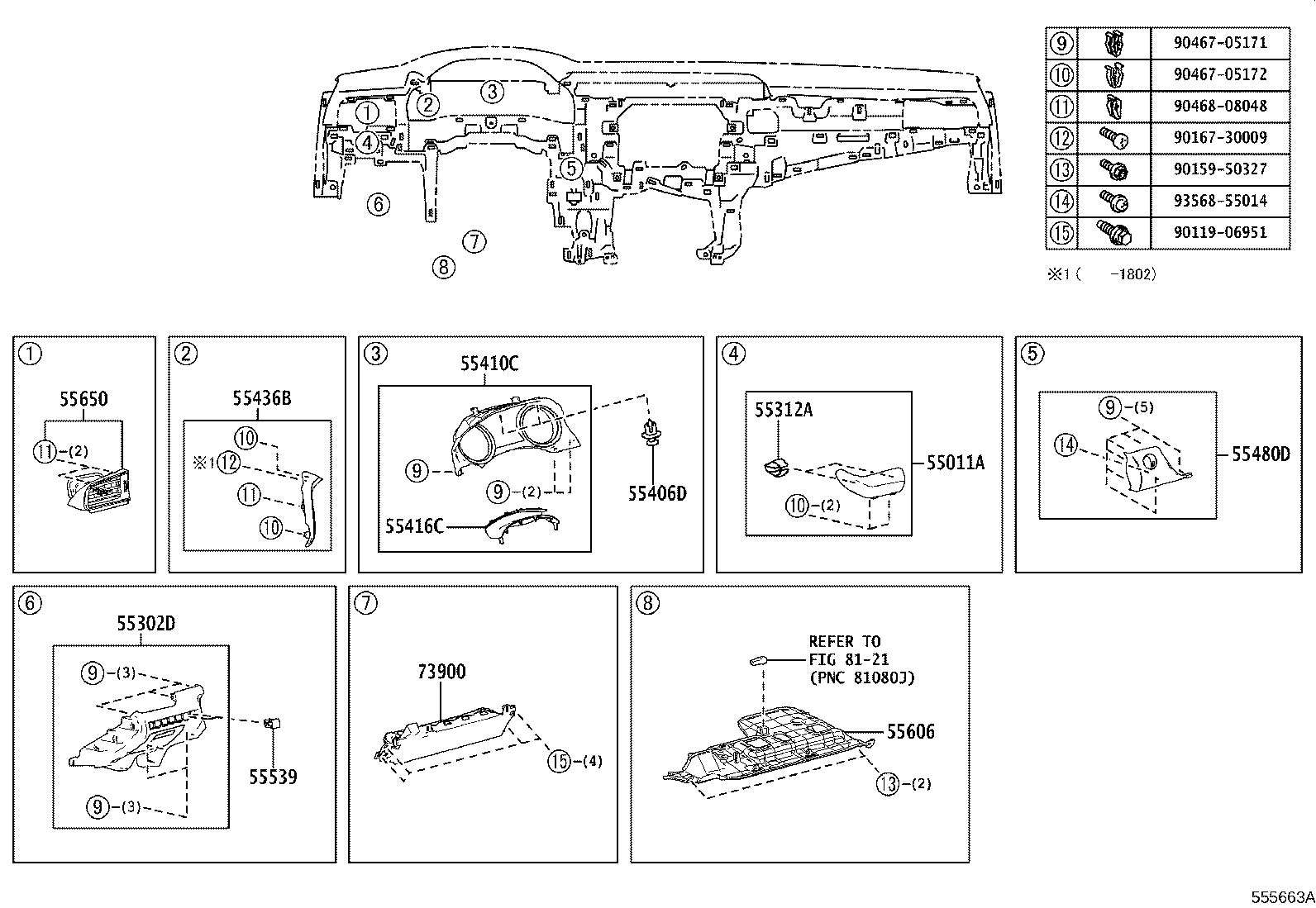 55670-33461-B0 REGISTER ASSY, INSTRUMENT PANEL, NO.3 product image