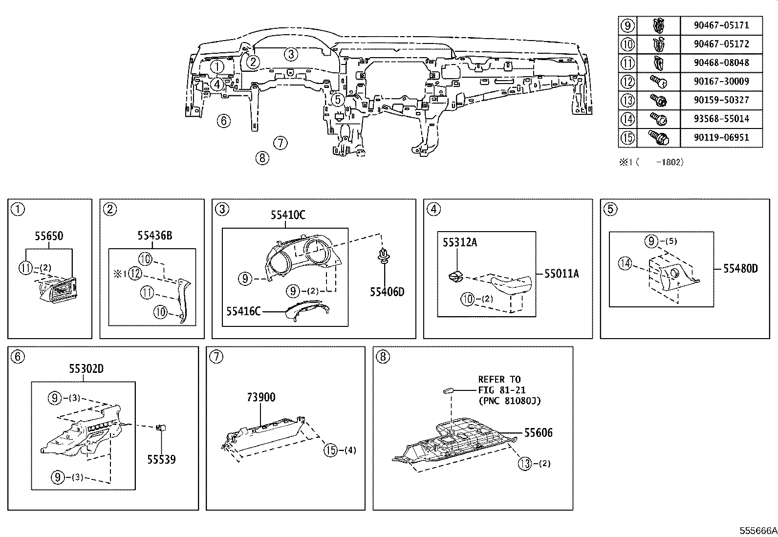 55670-33461-B0 REGISTER ASSY, INSTRUMENT PANEL, NO.3 product image