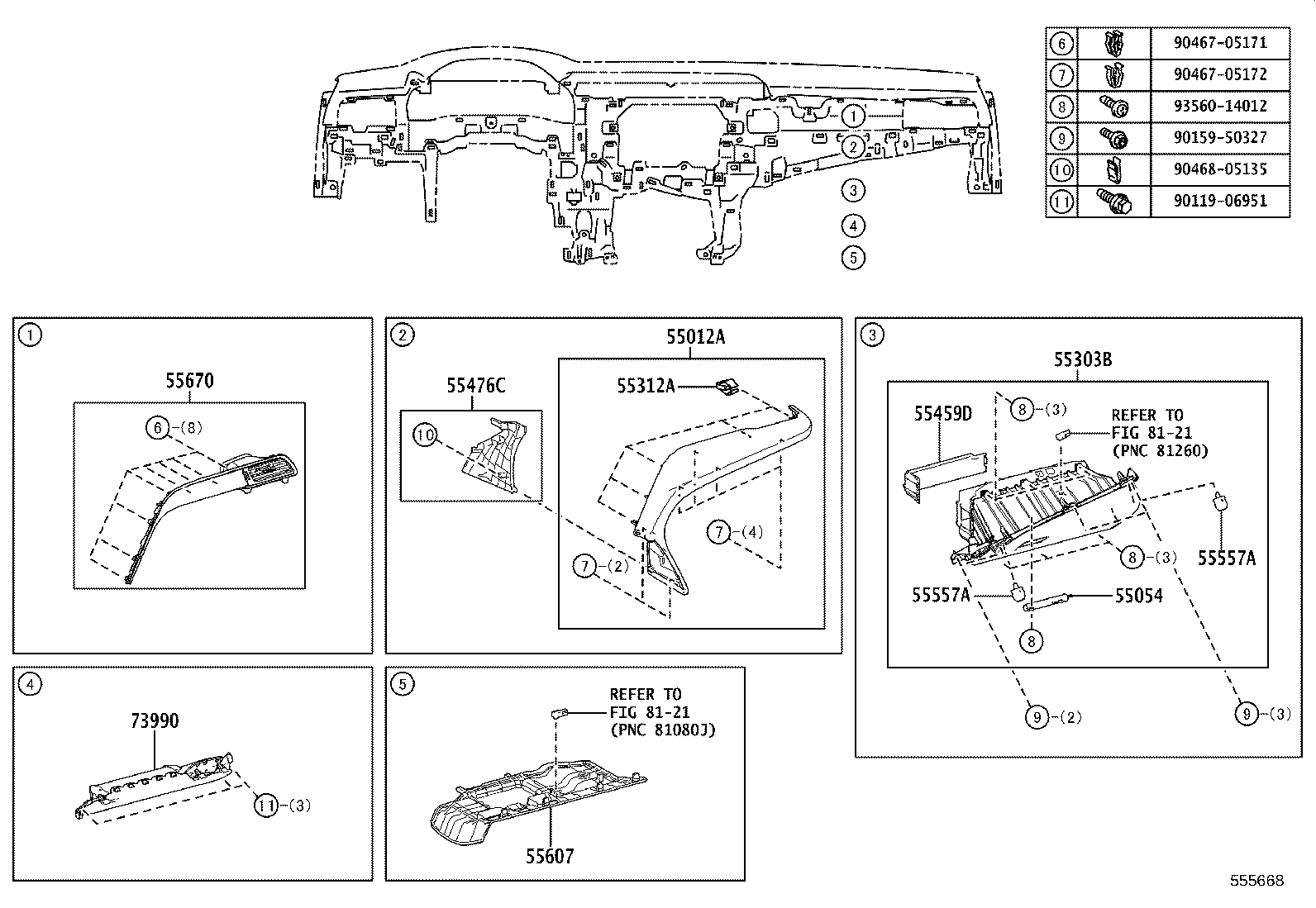 55670-33461-B0 REGISTER ASSY, INSTRUMENT PANEL, NO.3 product image