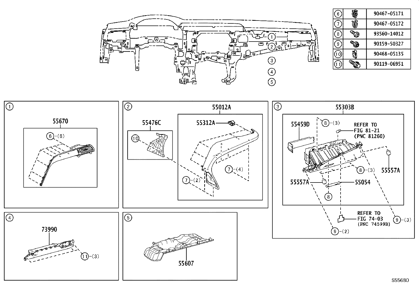 55394-33120 BRACKET, INSTRUMENT PANEL TO PEDAL product image