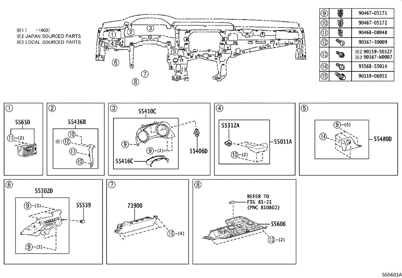 55307-33231 BRACE SUB-ASSY, INSTRUMENT PANEL, NO.2 product image