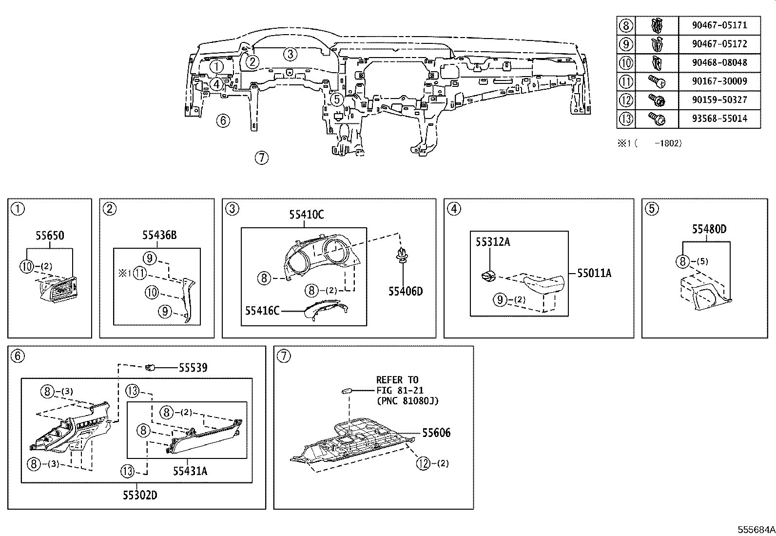 55307-33231 BRACE SUB-ASSY, INSTRUMENT PANEL, NO.2 product image