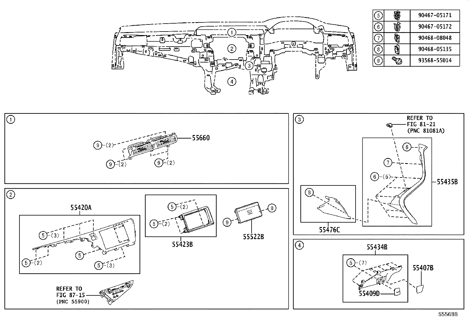 55307-33231 BRACE SUB-ASSY, INSTRUMENT PANEL, NO.2 product image