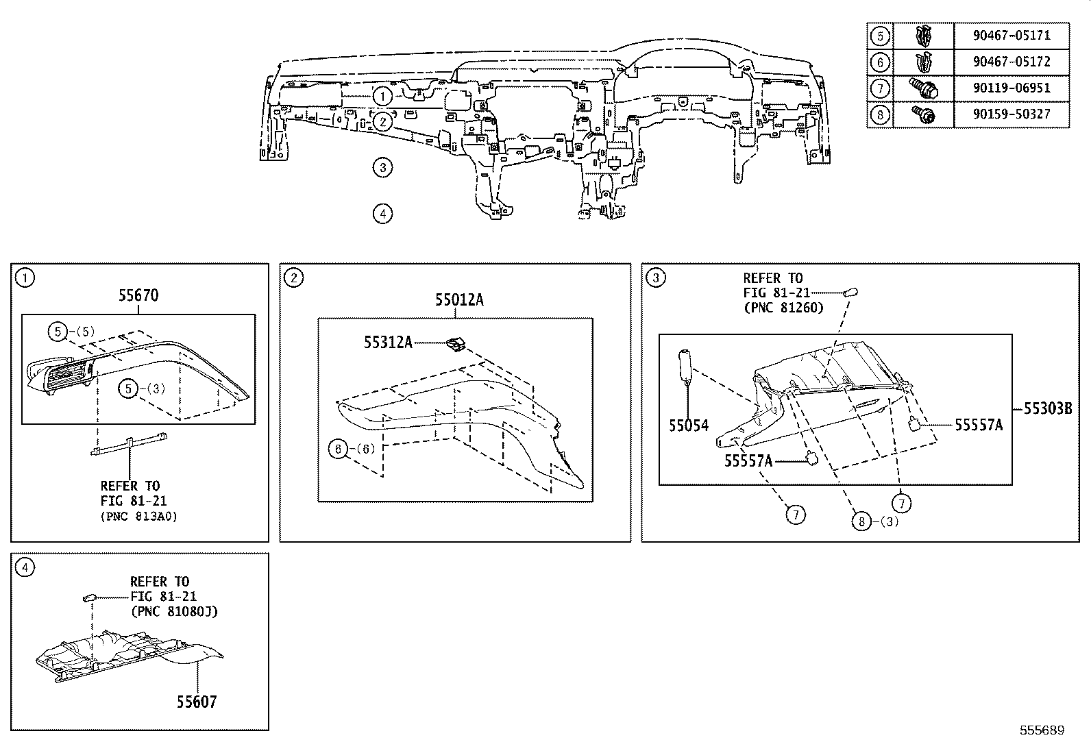 55307-33231 BRACE SUB-ASSY, INSTRUMENT PANEL, NO.2 product image