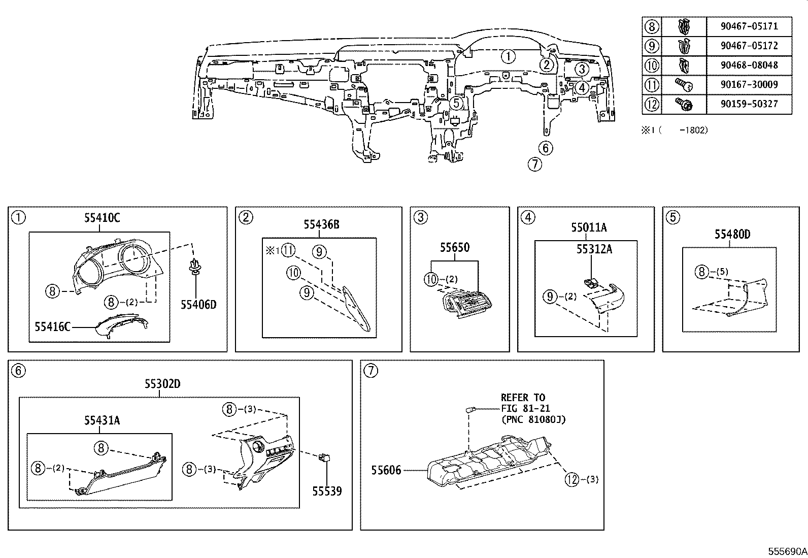 55307-33231 BRACE SUB-ASSY, INSTRUMENT PANEL, NO.2 product image