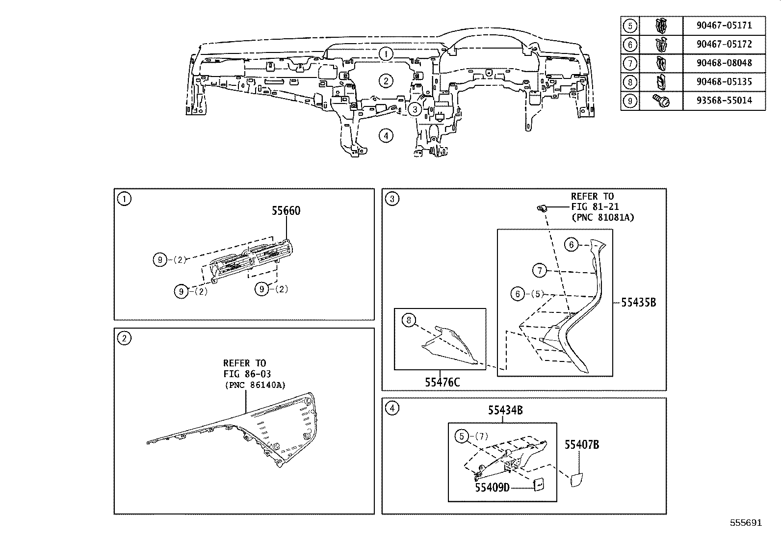 55307-33231 BRACE SUB-ASSY, INSTRUMENT PANEL, NO.2 product image