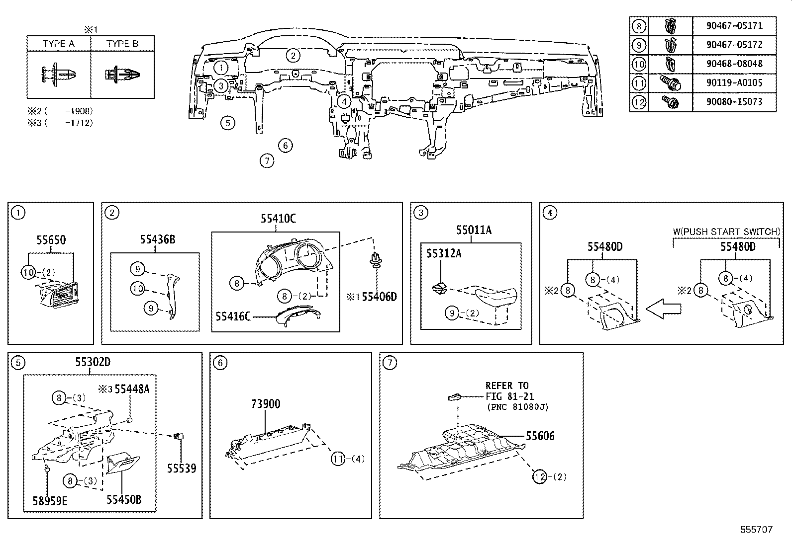 55394-06190 BRACKET, INSTRUMENT PANEL TO PEDAL product image