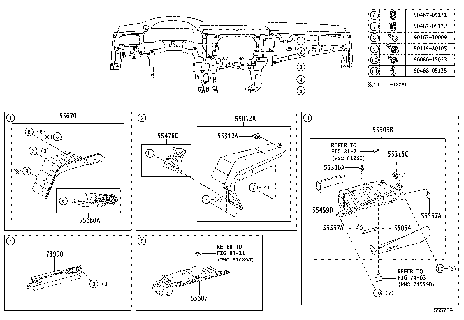 55394-06190 BRACKET, INSTRUMENT PANEL TO PEDAL product image