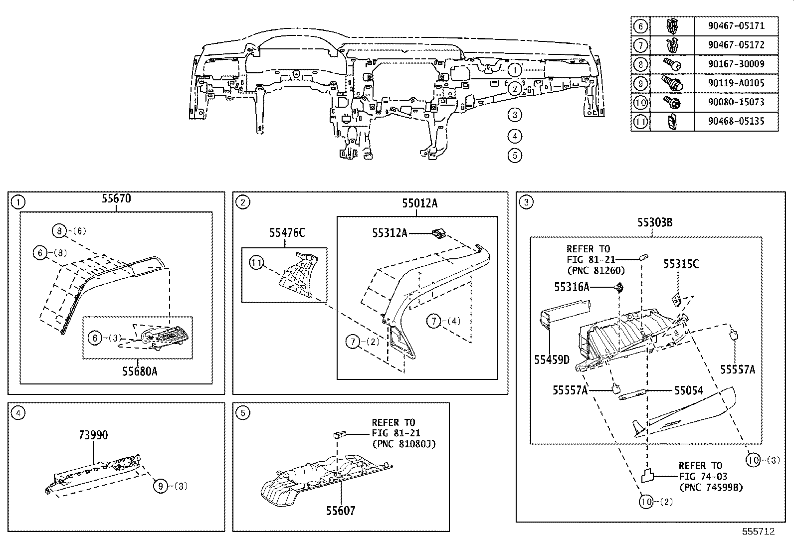 55394-06190 BRACKET, INSTRUMENT PANEL TO PEDAL product image