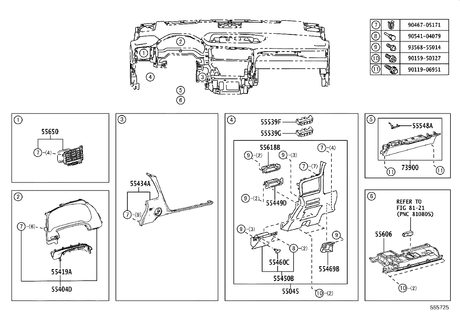 55307-48170 BRACE SUB-ASSY, INSTRUMENT PANEL, NO.2 product image