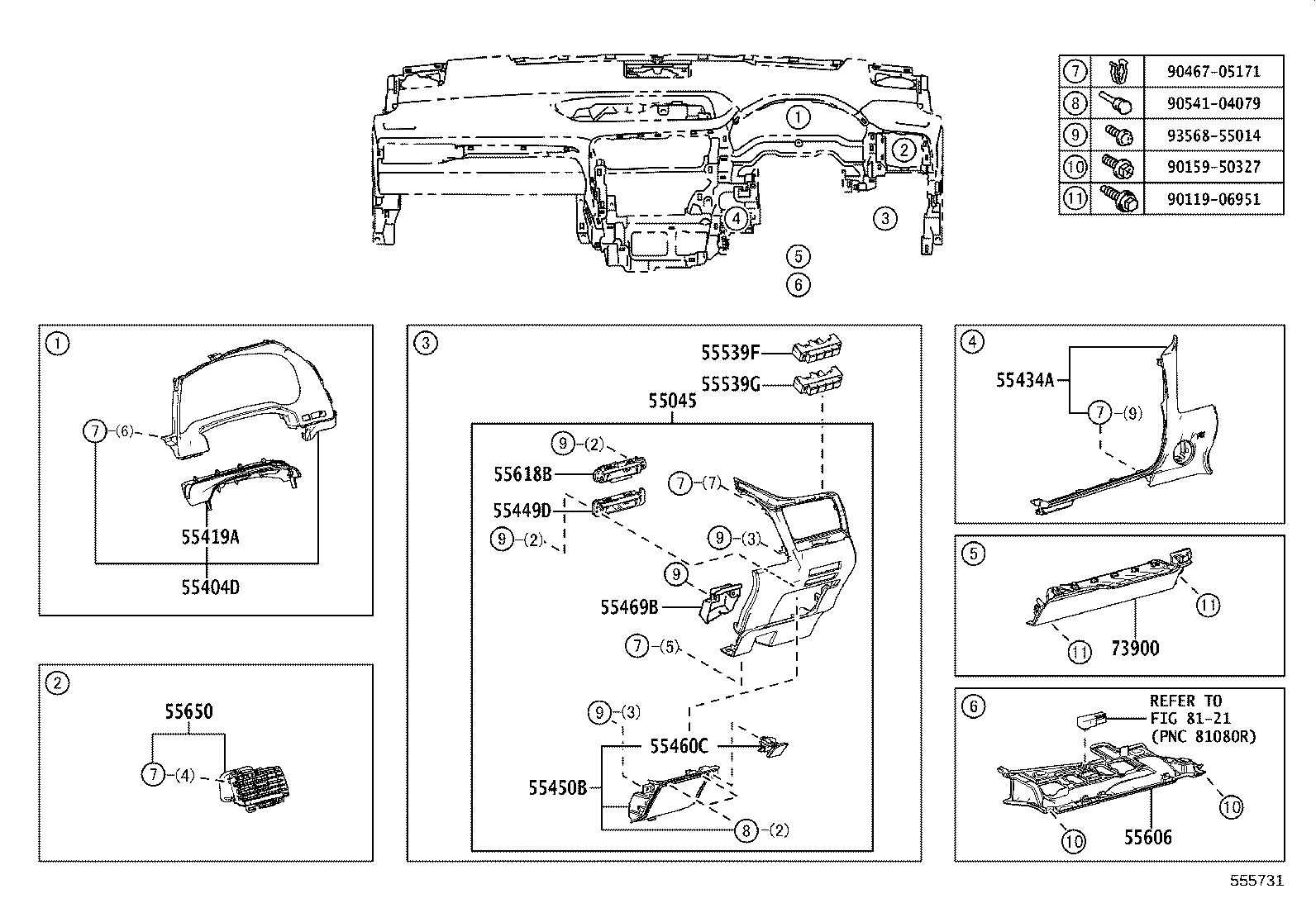 55307-48170 BRACE SUB-ASSY, INSTRUMENT PANEL, NO.2 product image