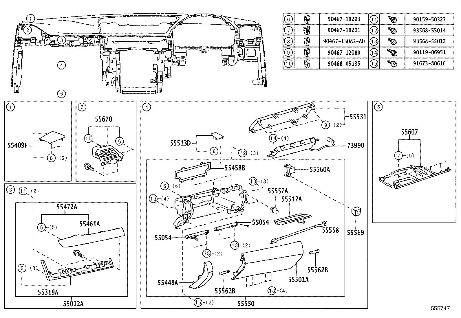 55476-30310 EXTENSION, INSTRUMENT PANEL, NO.2 product image