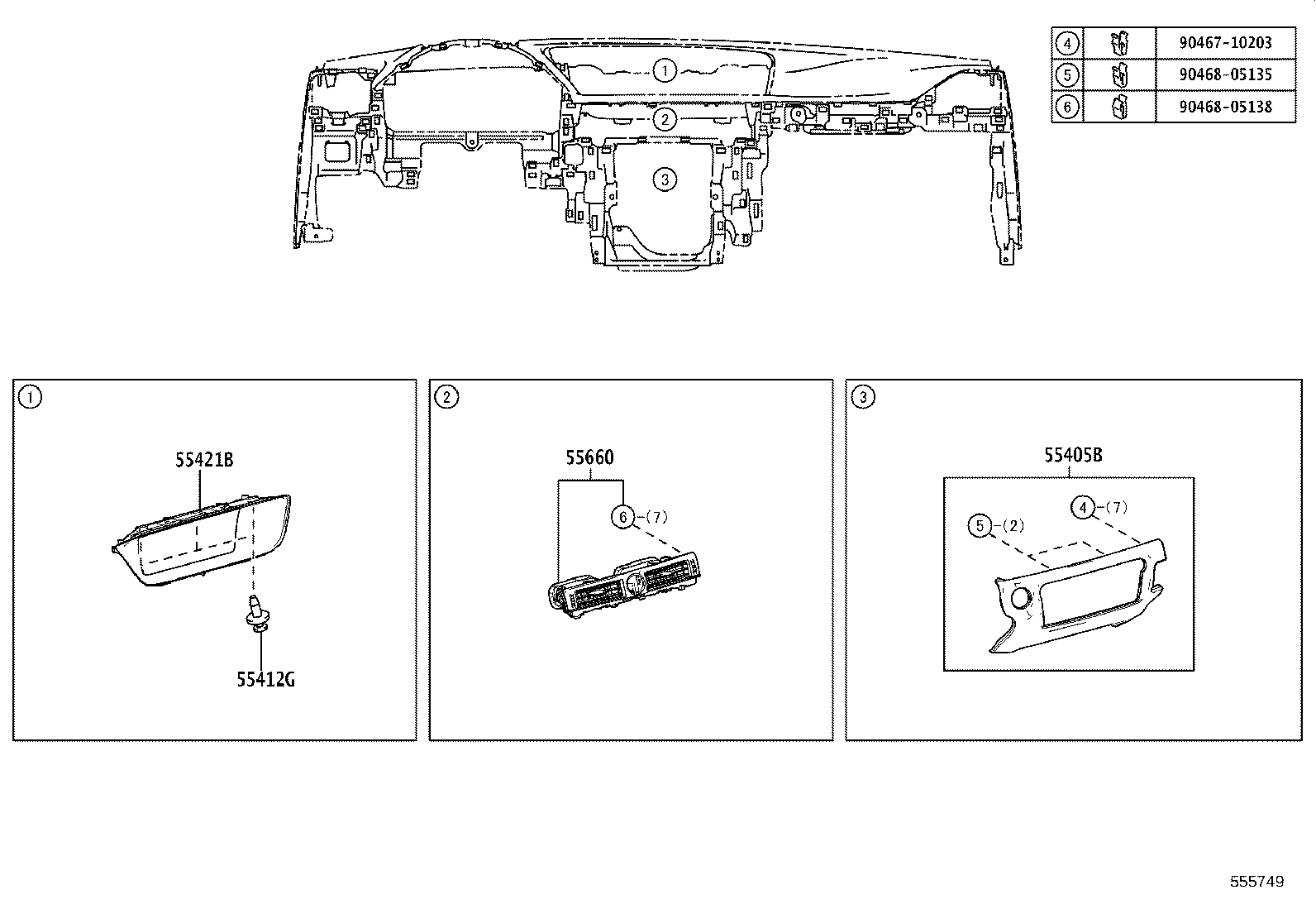 55476-30310 EXTENSION, INSTRUMENT PANEL, NO.2 product image