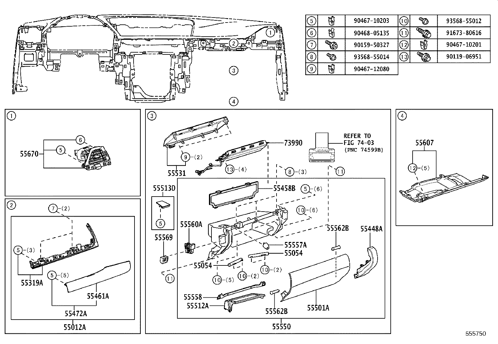 55476-30310 EXTENSION, INSTRUMENT PANEL, NO.2 product image