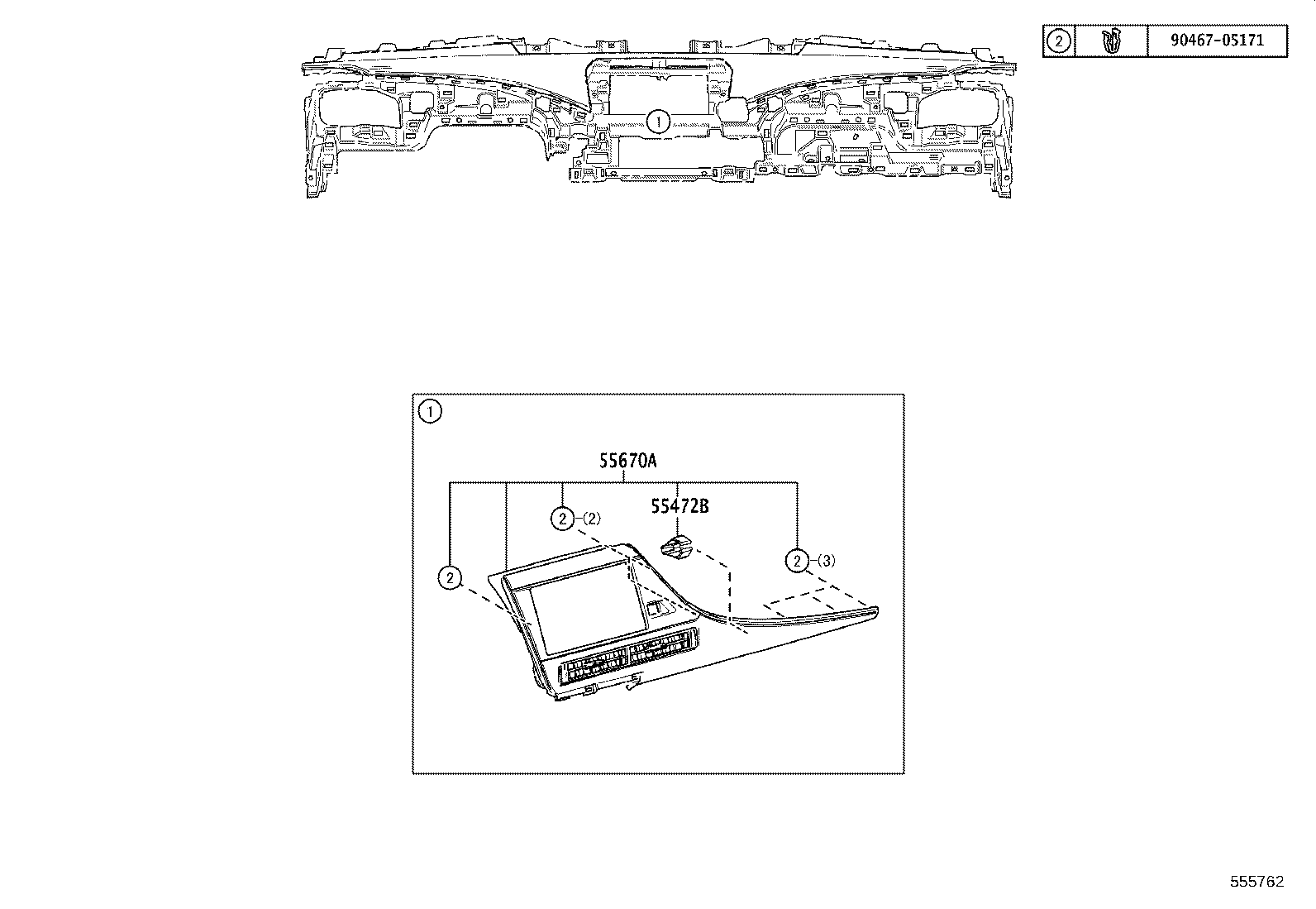 55306-62010 BRACE SUB-ASSY, INSTRUMENT PANEL, NO.1 product image