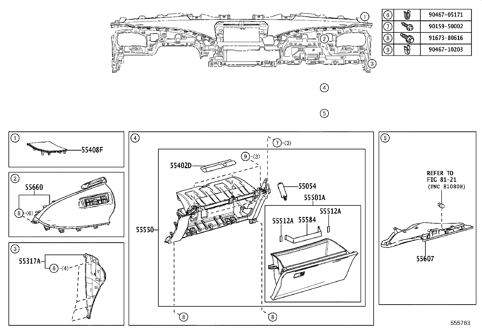 55306-62010 BRACE SUB-ASSY, INSTRUMENT PANEL, NO.1 product image