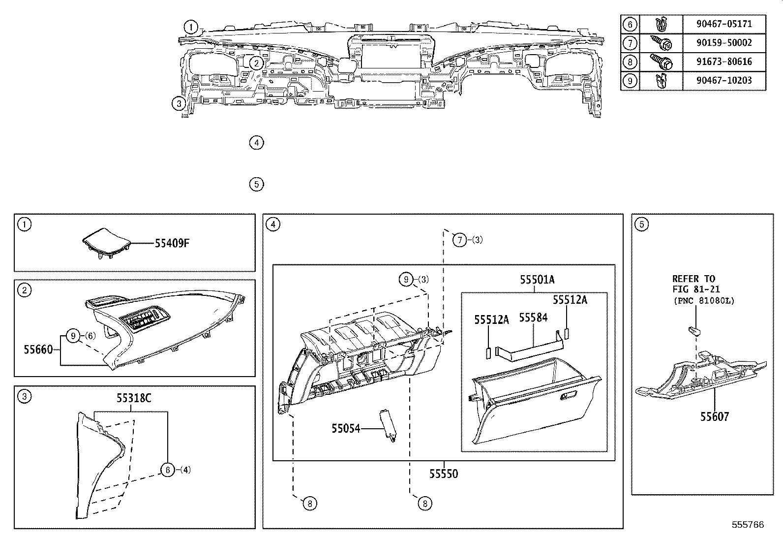 55306-62010 BRACE SUB-ASSY, INSTRUMENT PANEL, NO.1 product image