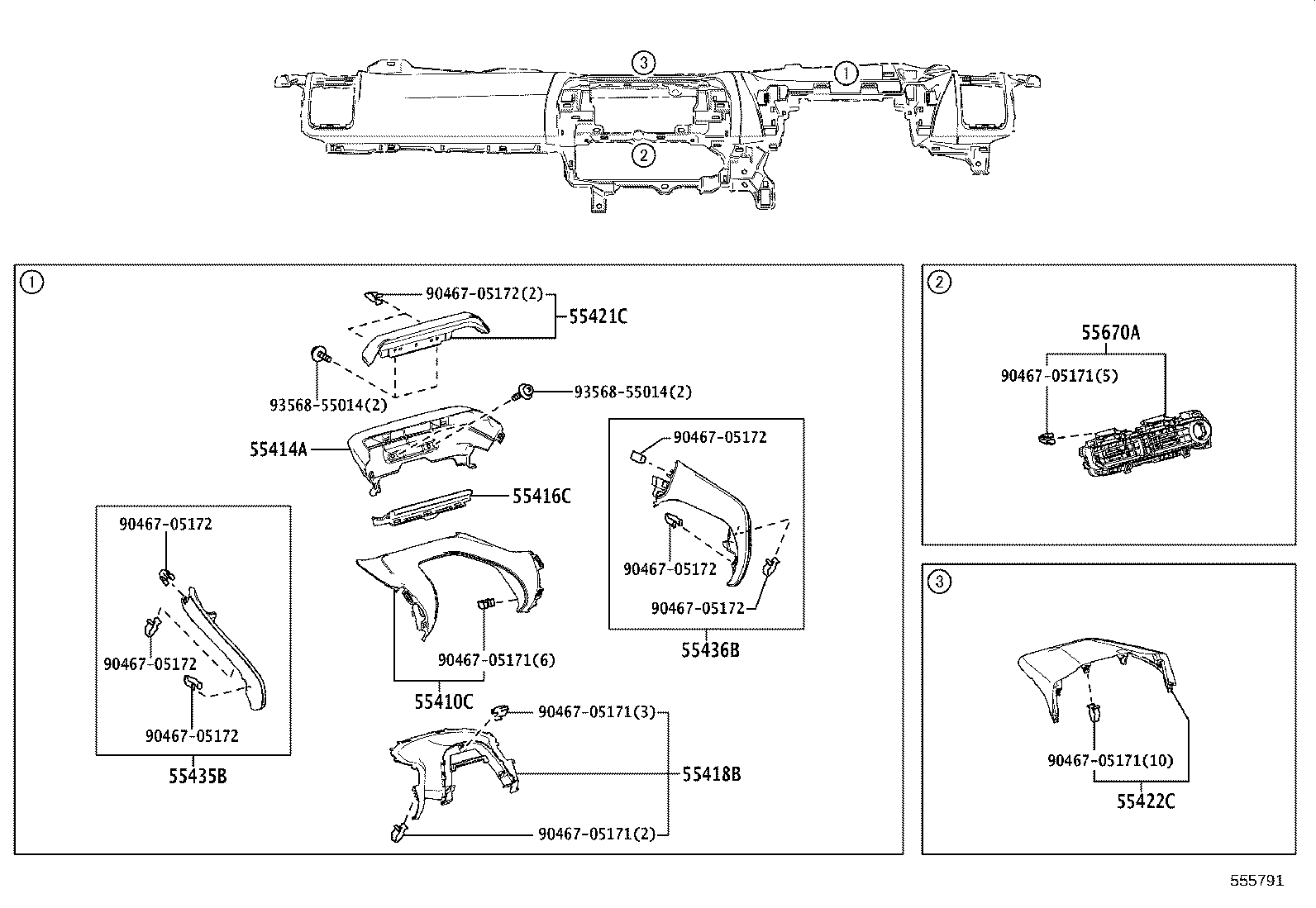 55422-42070-C0 PANEL, INSTRUMENT CLUSTER FINISH, CENTER UPPER product image