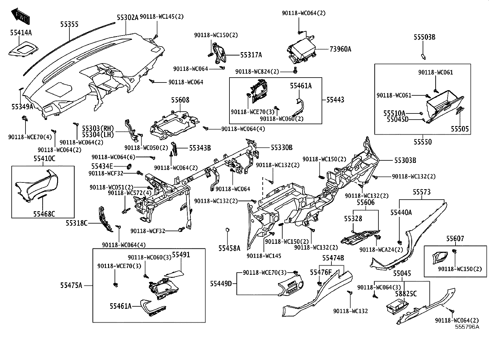 55606-WC009 PANEL SUB-ASSY, INSTRUMENT PANEL FINISH, LOWER product image