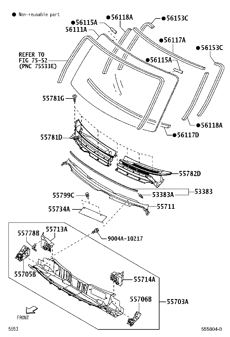 53383-BZ050 SEAL, HOOD TO COWL TOP product image