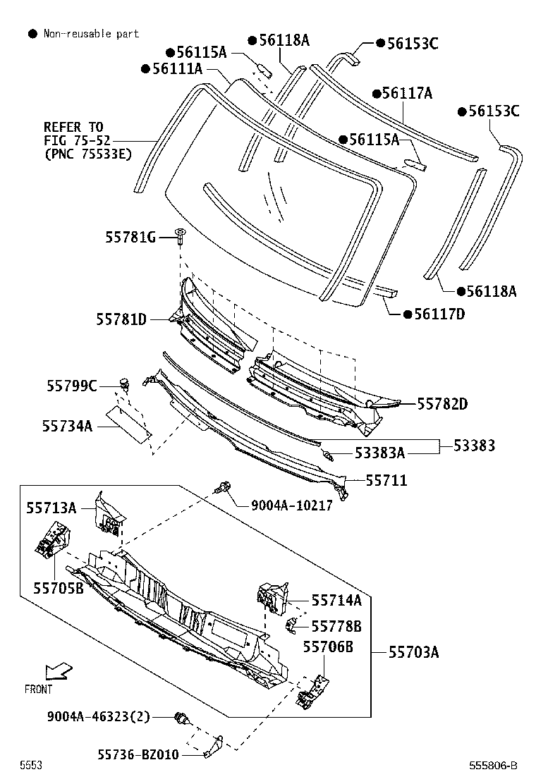 53383-BZ050 SEAL, HOOD TO COWL TOP product image