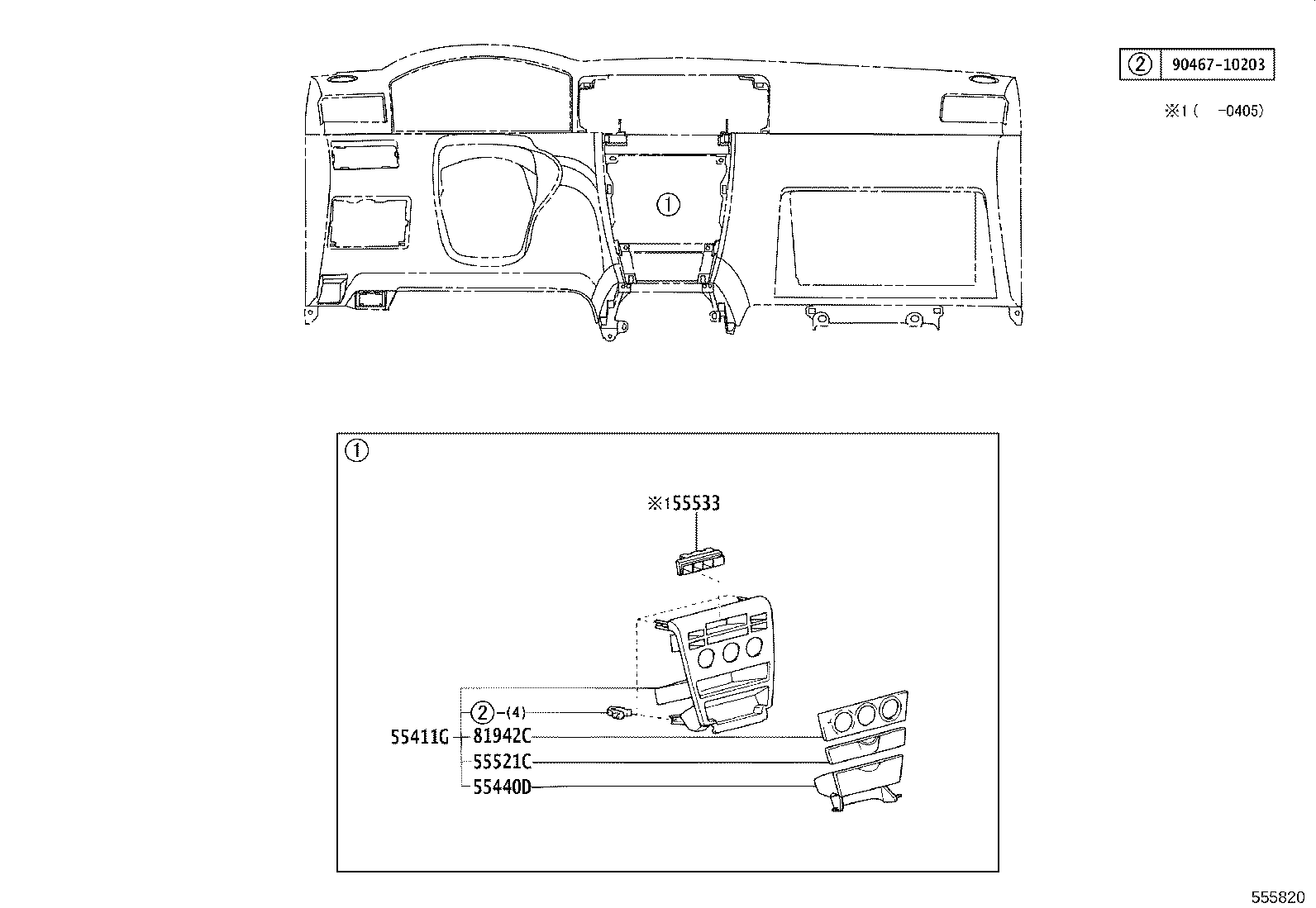 55405-02050 PANEL SUB-ASSY, INSTRUMENT CLUSTER FINISH, CENTER product image