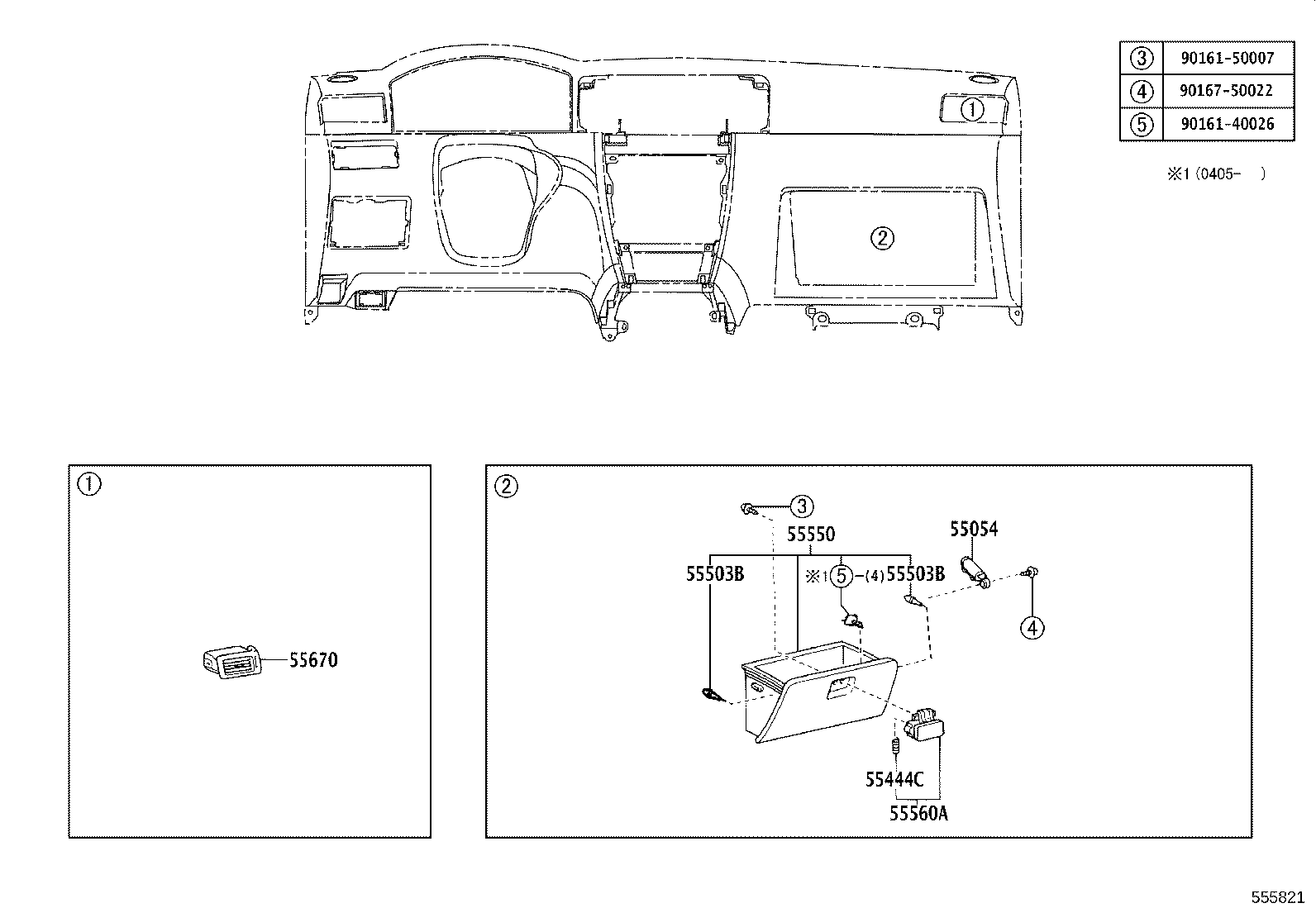 55405-02050 PANEL SUB-ASSY, INSTRUMENT CLUSTER FINISH, CENTER product image