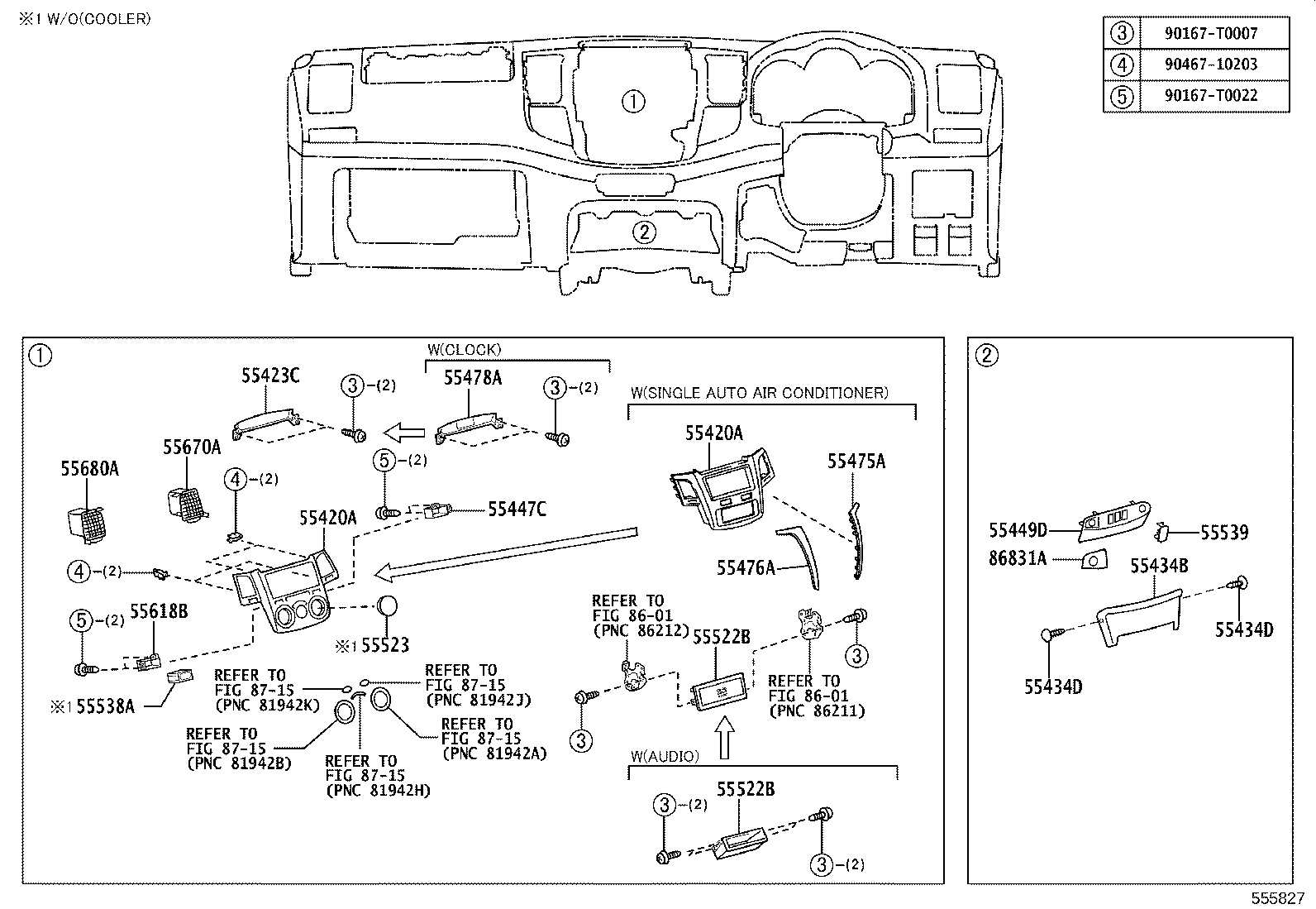 55523-0K010 COVER, HEATER CONTROL OPENING product image