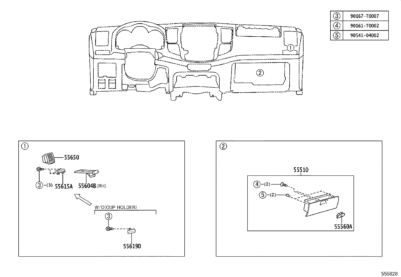 55523-0K010 COVER, HEATER CONTROL OPENING product image