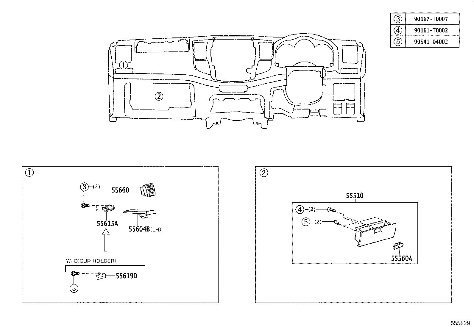 55523-0K010 COVER, HEATER CONTROL OPENING product image