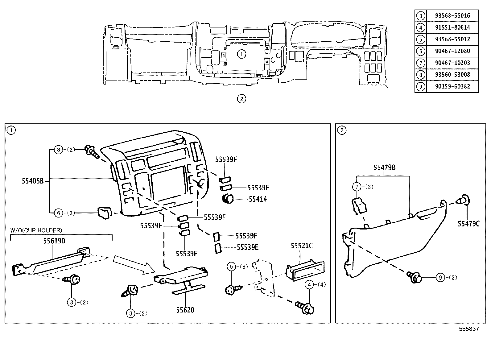 55412-0W021 PANEL SUB-ASSY, INSTRUMENT CLUSTER FINISH, CENTER product image