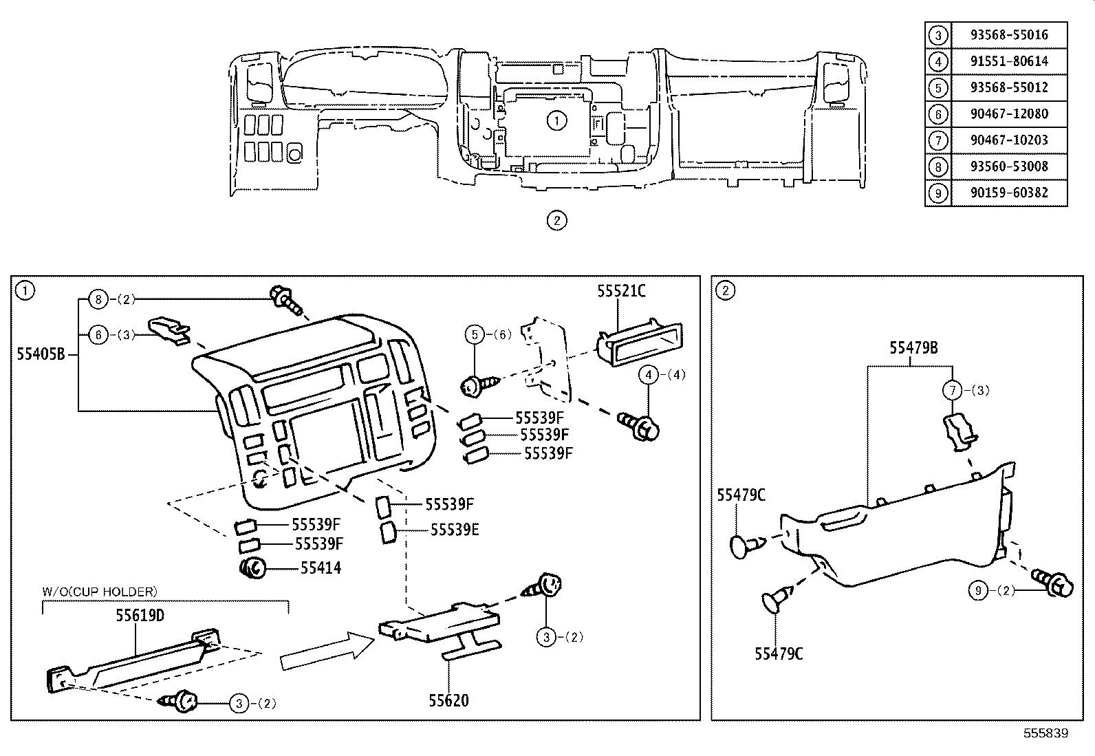 55412-0W021 PANEL SUB-ASSY, INSTRUMENT CLUSTER FINISH, CENTER product image