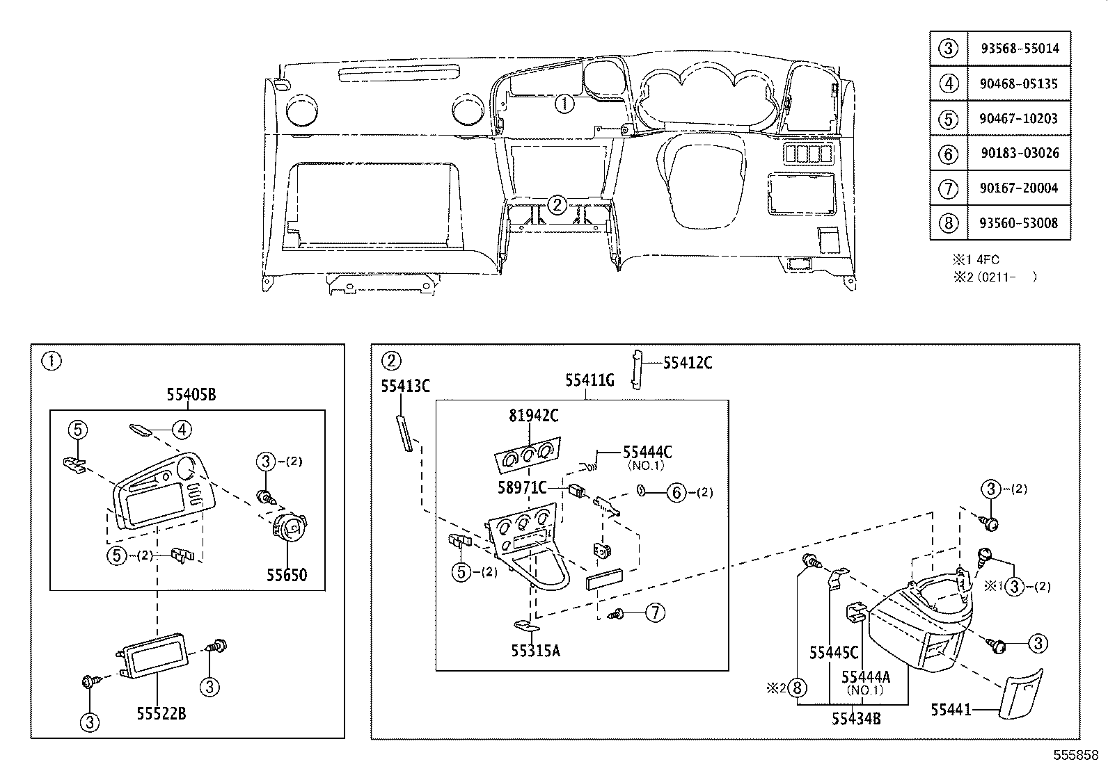 55306-01040 BRACE SUB-ASSY, INSTRUMENT PANEL, NO.1 product image